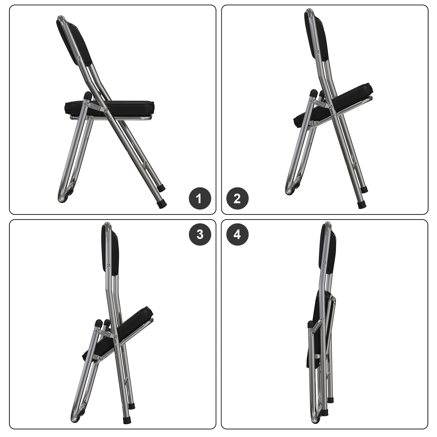 Eetkamerstoelen – Stoelenset – Kuipstoelen – Bistrostoelen – Kunstleren Stoelen – Zwart – Comfortabele Schuimvulling – Stevig Metalen Frame