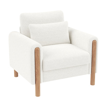 Contemporary White Ergonomic Armchair with Memory Foam Cushioning & Solid Backrest - Soft-Padded Comfortable Lounge Chair, Easy Assembly, Durable Metal Frame for Living Room, Bedroom, Office - Modern Minimalist Design, Space-