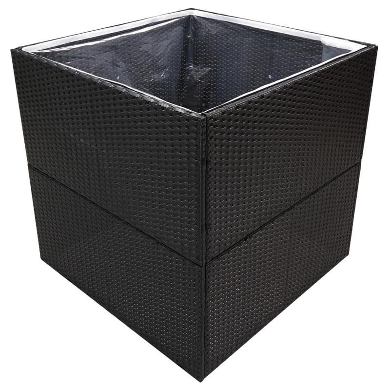 Plantenrek – Plantenstandaard – Bloemenrek – Plantentafel – Plantenhouder – Polyrattan – Weerbestendig – 80x80x80 cm – Zwart