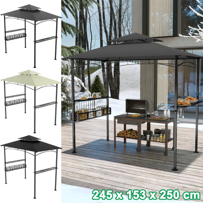BBQ Overkapping – BBQ Paviljoen – Terrasoverkapping – Barbecue Tent – Tuinpaviljoen – Ruim Ontwerp – UV-bestendig Polyester – Stevig Metalen Frame – Zijplanken & Onderkast