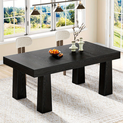 Modern Industrieel Eettafel – Keukentafel – Eettafel Rechthoekig – Tafel Met Poten – Grote Eettafel – 63 Inch – Stabiele Constructie Van Hout – Zwart Met Natuurlijke Houtnerf