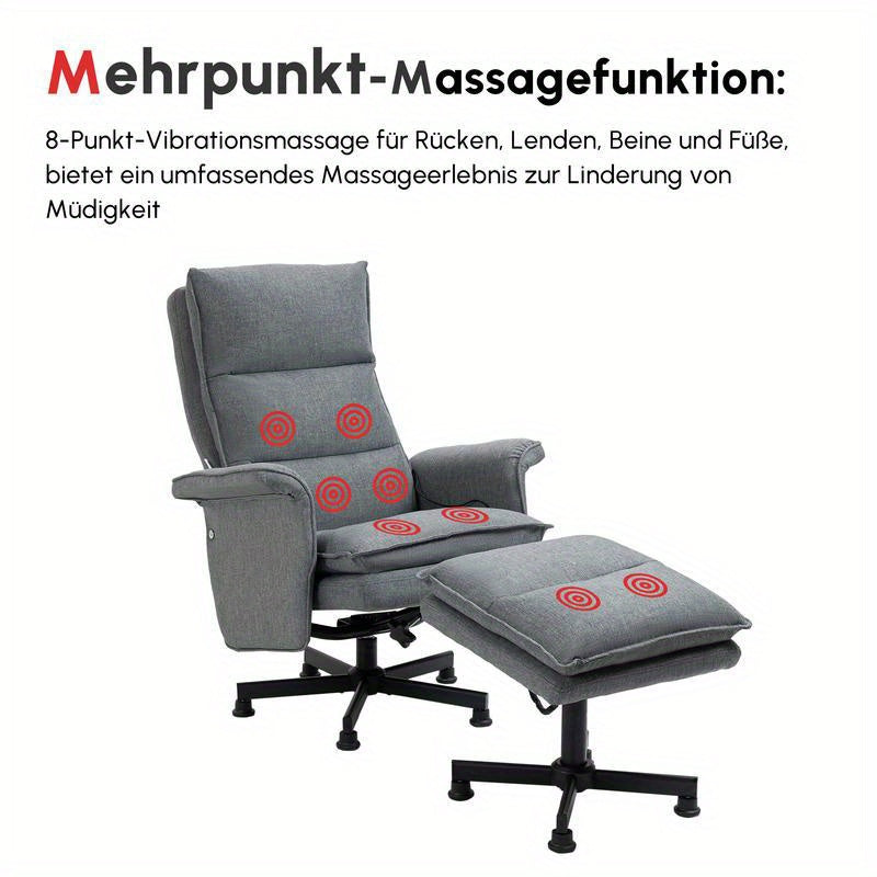 Bureaustoel – Massagestoel – Kantoorstoel – Ergonomische Stoel – Bureaustoel Met Voetensteun – 8-Posities Rugleuning – Handmatig Massage Systeem – Kunststof Frame – Zachte Gevulde Zitting