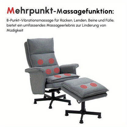 Bureaustoel – Massagestoel – Kantoorstoel – Ergonomische Stoel – Bureaustoel Met Voetensteun – 8-Posities Rugleuning – Handmatig Massage Systeem – Kunststof Frame – Zachte Gevulde Zitting