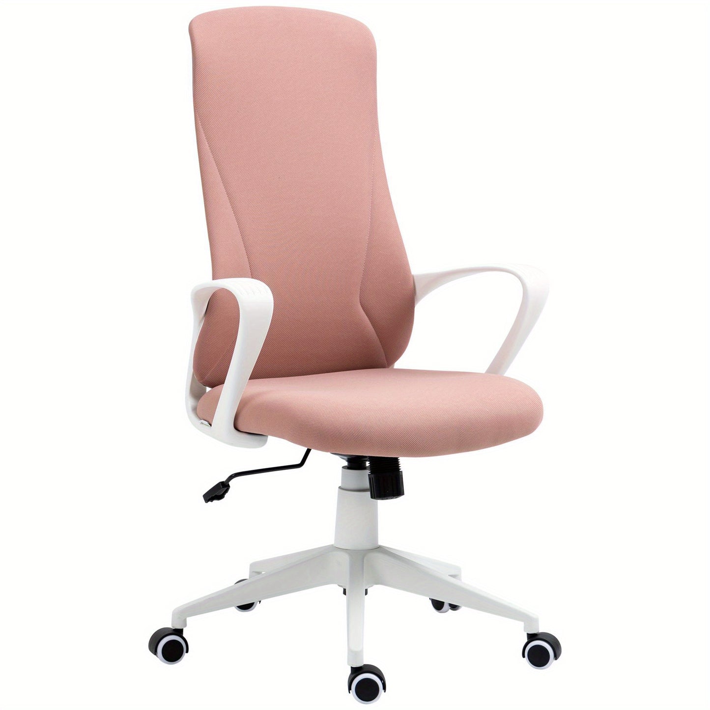 Bureaustoel – Ergonomische Stoel – Office Chair – Kantoorstoel – Bureaustoelen – Verstelbare Rugleuning – Hoogte Verstelbaar – Roze – Met Houten Elementen