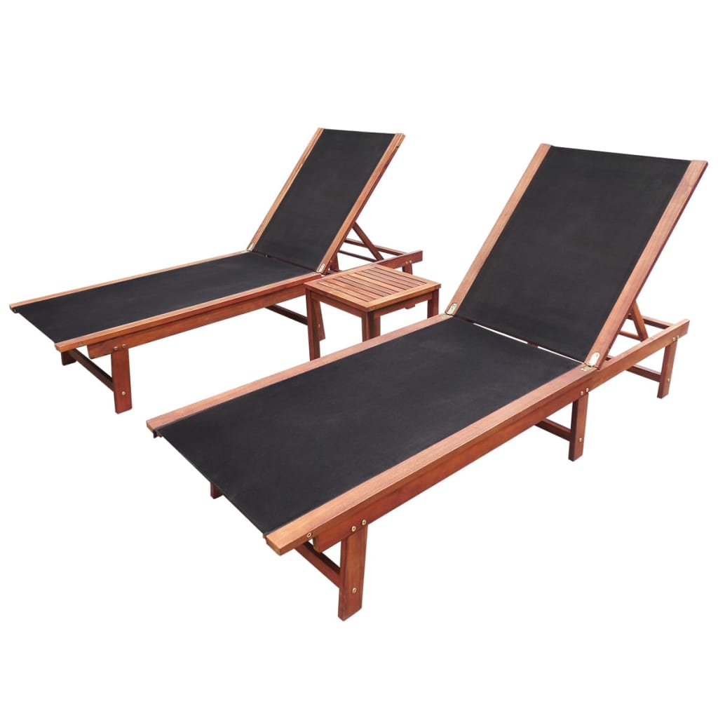 Ligstoel – Tuinstoel – Loungestoel – Ligbed – Verstelbare Rugleuning – Acaciahout – Waterbestendig Textiel