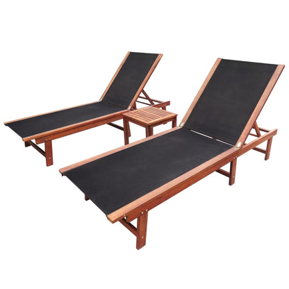 Ligstoel – Tuinstoel – Loungestoel – Ligbed – Verstelbare Rugleuning – Acaciahout – Waterbestendig Textiel