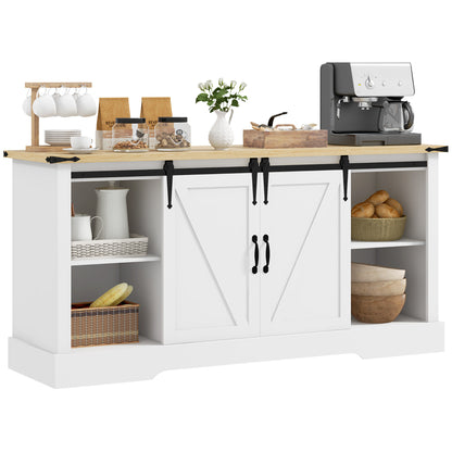 Dressoir – Buffet – Opbergkast – Tv-meubel – Woonkamerkast – Wit Eikenhout – 150x40x72 cm – Schuifdeuren Met Verstelbare Legplanken