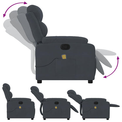 Elektrisch Verstelbare Fauteuil – Relaxstoel – Leunstoel – Zitstoel – Loungestoel – Donkergrijs – 6-Punts Massagefunctie – Fluweelstof Comfort