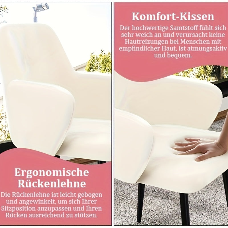 Fauteuils – Witte Stoelen – Eetkamerstoelen – Lounge Stoelen – Dressing Stoelen – Zachte Velvet Bekleding – Stevig Carbon Stalen Frame