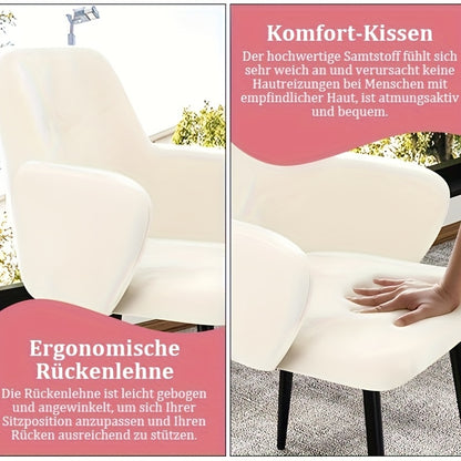 Fauteuils – Witte Stoelen – Eetkamerstoelen – Lounge Stoelen – Dressing Stoelen – Zachte Velvet Bekleding – Stevig Carbon Stalen Frame