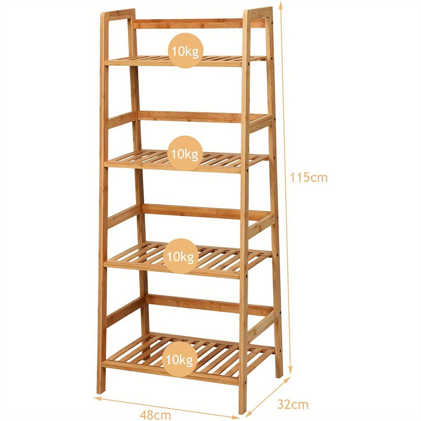 Ladderkast – Boekenkast – Plankenrek – Opbergkast – Traprek – Bamboe Houten Opbergrek – 4 Lagen – 48x32x115 cm