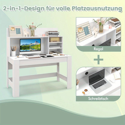 Bureau – Computertafel – Bureautafel – Werkplektafel – Schrijftafel – Modern Wit – MDF & Houtcomposiet – Ruim Tafelblad 120x54 cm – Kabeldoorvoer