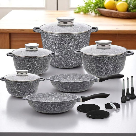 17-delige Kookset – Pannenset – Kookgerei – Keukenset – Inductiepan – Aluminium – Keramische Antiaanbaklaag – Ovenbestendig Tot 230°C