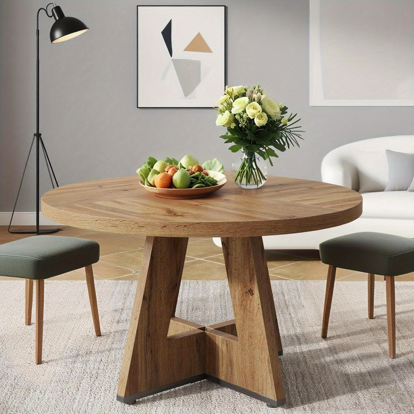 Ronde Eettafel – Ronde Tafel – Eettafel Rond – Keukentafel – Werktafel – Hardhout – 120 x 75 cm – Rustiek Landelijk Design