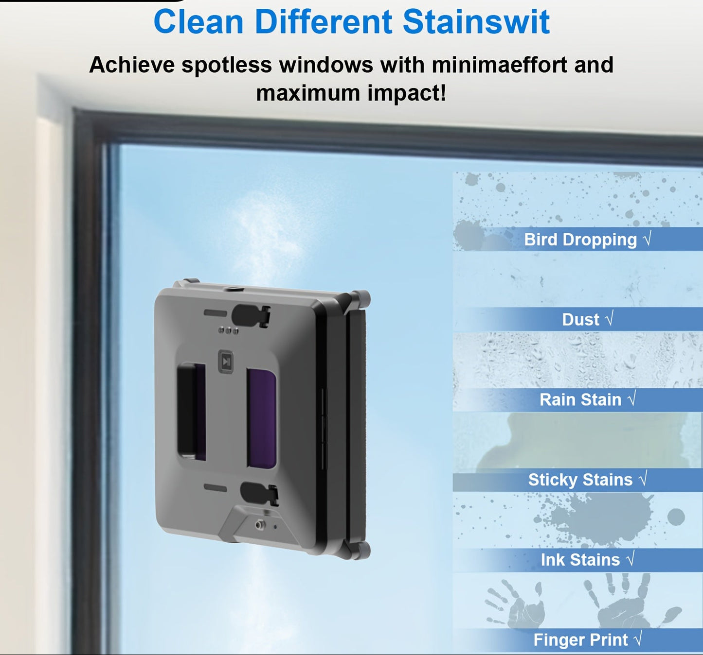 Raamrobot – Ramenreiniger – Glaswasser – Window Cleaner – Automatische Ramenreiniger – Intelligente Randdetectie – Bescherming Tegen Stroomuitval – Zwart/Paars