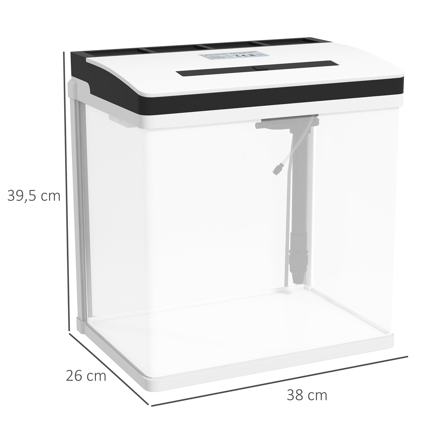 Aquarium – Vissenkom – Visbak – Nano Aquarium – Glas Aquarium – 28 Liter Inhoud – LED-Verlichting en Stil Filter – Met Deksel – Wit
