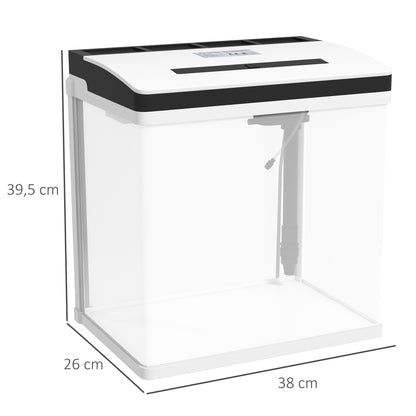Aquarium – Vissenkom – Visbak – Nano Aquarium – Glas Aquarium – 28 Liter Inhoud – LED-Verlichting en Stil Filter – Met Deksel – Wit