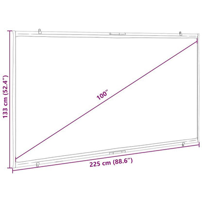 Projectiescherm – Projectiedoek – Beelddoek – Schermwand – Wandgemonteerd – 100 Inch – 16:9 Beeldverhouding – Mat Wit Polyester – Stevig IJzeren Frame