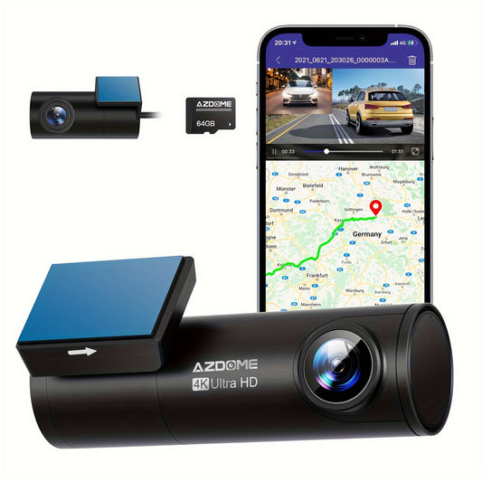 Dashcam – Autocamera – Dashboardcamera – Camera voor Auto – Dual Cam – 4K Ultra HD – 3-Kanaals Met IR Nachtzicht – 6,1cm IPS Scherm