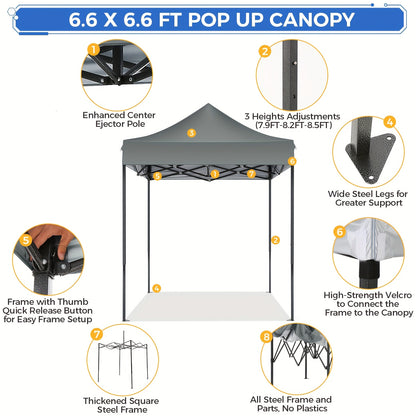 Pop-up Tent – Vouwtent – Partytent – Kampeertent – Luifel – 2×2 Meter – Verstelbare Hoogte – Lichtgewicht Stevig Frame
