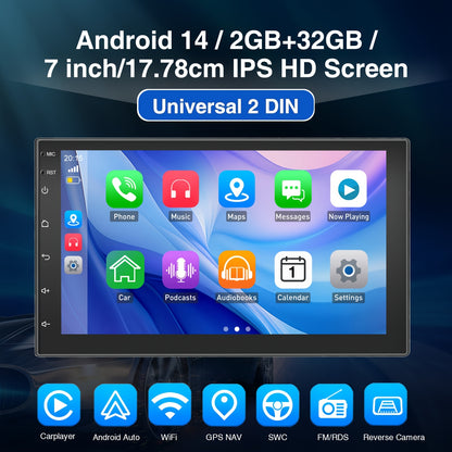 Autoradio – 2 DIN Autoradio – Car Stereo – Multimedia Radio – DAB+ Radio – Android 14 – 7 Inch Touchscreen – Draadloze CarPlay & Android Auto