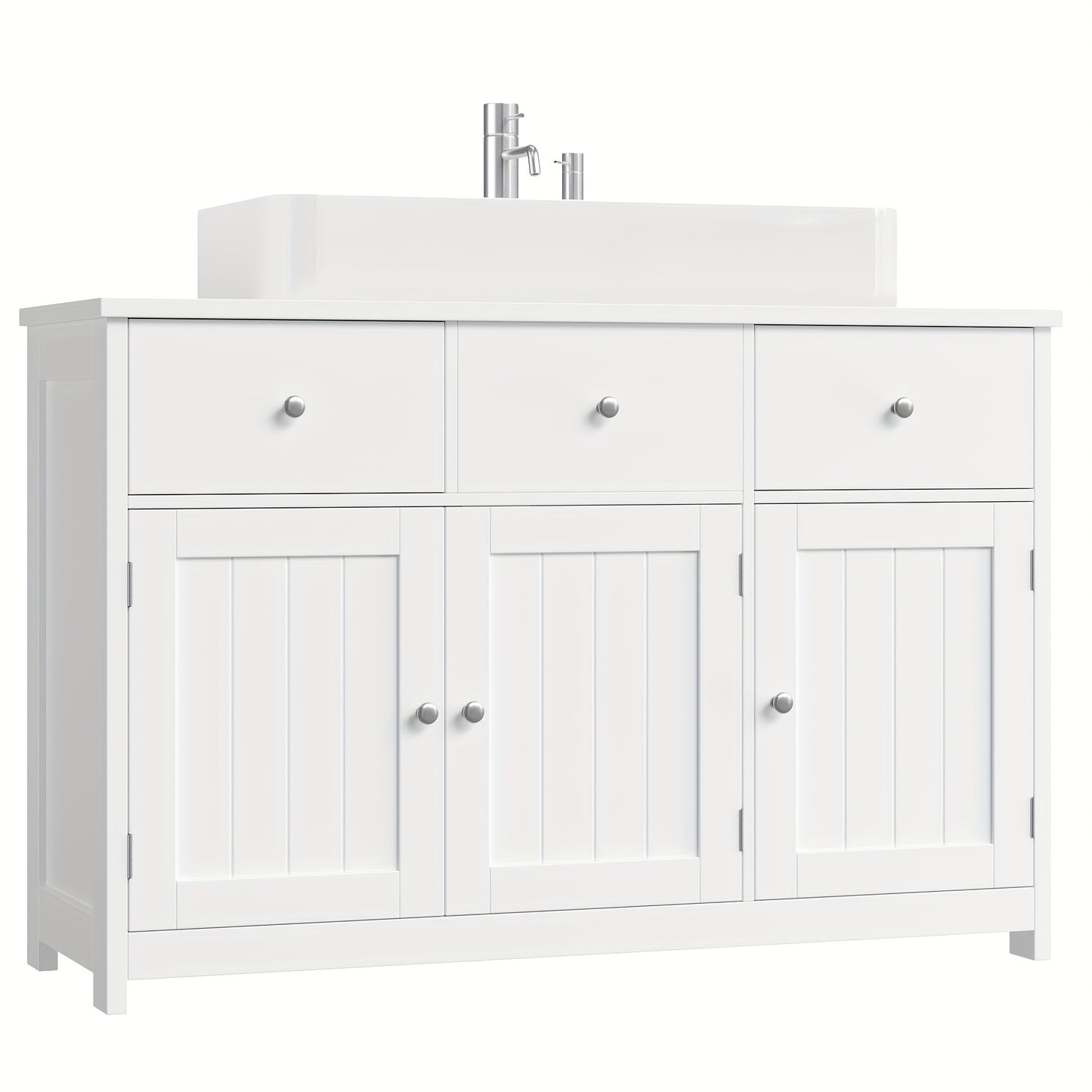 Badkamerkast – Opbergkast – Waskast – Kast Met Lades – Meubel Voor Badkamer – Wit – Vrijstaand – 3,2 Kubieke Voet Opbergruimte – Vochtbestendig Hardhout – Compact 68,5 cm Hoog – Eenvoudige Montage