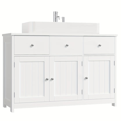 Badkamerkast – Opbergkast – Waskast – Kast Met Lades – Meubel Voor Badkamer – Wit – Vrijstaand – 3,2 Kubieke Voet Opbergruimte – Vochtbestendig Hardhout – Compact 68,5 cm Hoog – Eenvoudige Montage