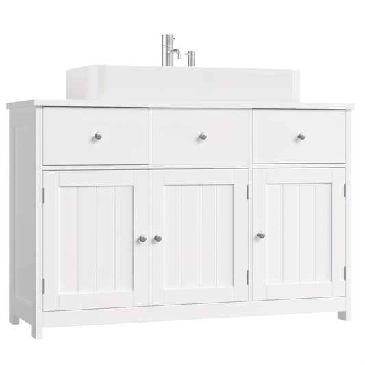 Badkamerkast – Opbergkast – Waskast – Kast Met Lades – Meubel Voor Badkamer – Wit – Vrijstaand – 3,2 Kubieke Voet Opbergruimte – Vochtbestendig Hardhout – Compact 68,5 cm Hoog – Eenvoudige Montage