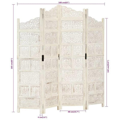 4-Panel kamerverdeler – Kamerscherm – Scheidingswand – Vouwscherm – Privacy scherm – Blanc – Lichtgewicht & Eenvoudig Montage – Afmeting 160x165 cm