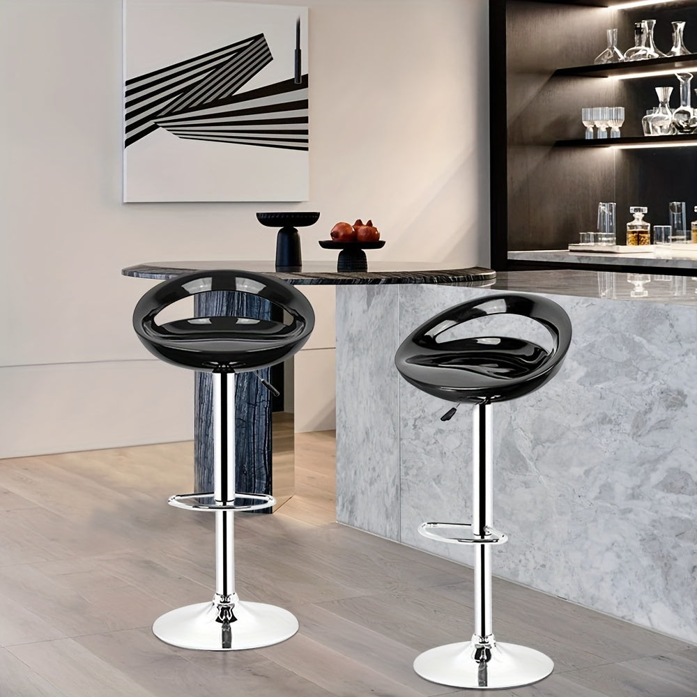 4pcs ABS Bar Stools with Footrest, Commercial Grade Heavy Duty Bar Stools, Height Adjustable 60-80cm, Modern Swivel Bar Stools for Coffee Shop/Bar/Restaurant/Office (Black)