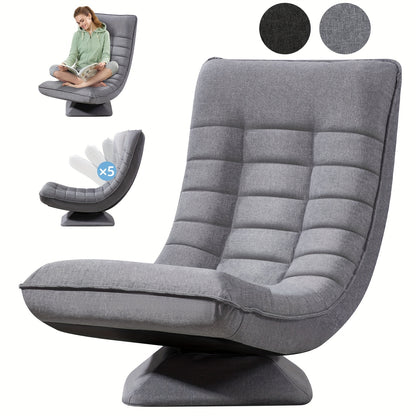 Relaxstoel – Fauteuil – Loungestoel – Draaifauteuil – Relaxfauteuil – Verstelbaar 5-standen – 360° Draaibaar – Zwart – Comfortabele Katoen Bekleding – Handmatig Verstelbaar Zonder Stroom