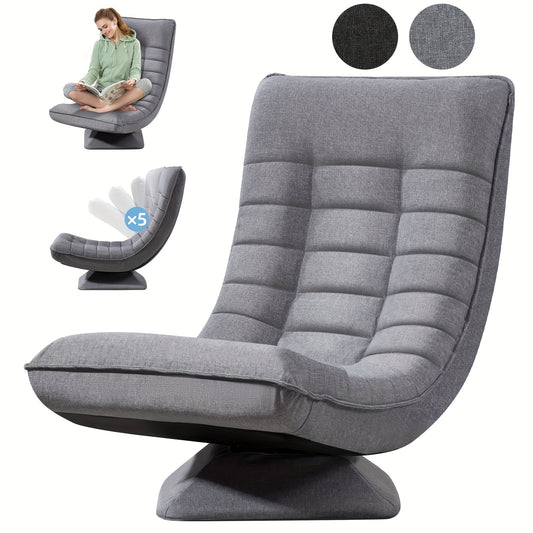 Relaxstoel – Fauteuil – Loungestoel – Draaifauteuil – Relaxfauteuil – Verstelbaar 5-standen – 360° Draaibaar – Zwart – Comfortabele Katoen Bekleding – Handmatig Verstelbaar Zonder Stroom