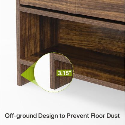 Schoenenkast Smal – Schoenenopberger – Schoenenschuifkast – Halmeubel – Schoenrek – Space-Saving Design – Duurzame Houten Constructie – 2 Kiepdeuren & Open Plank