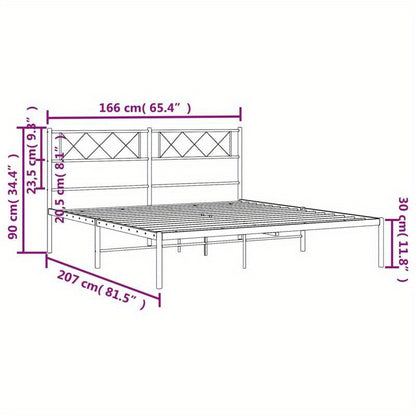Bedframe – Bedframe Met Hoofdbord – Stalen Bedframe – Platformbed – Slaapbed – Zwart Met Hoofdbord – Stevige Metalen Constructie – Geschikt Voor 160x200 cm