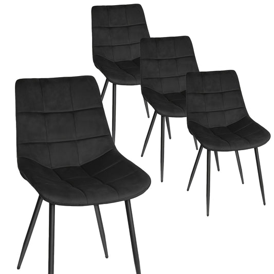 Velvet Booth Stoelen – Bankstoelen – Restaurantstoelen – Horecastoelen – Eetkamerstoelen – Set Van 4 – Ergonomische Hoge Rugleuning – Zwarte Makkelijk Schoon Te Maken Bekleding