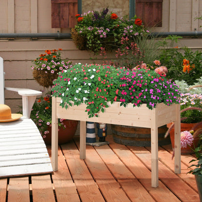 Verhoogde Plantenbak – Tuinbak – Kruidenbak – Moestuinbak – Balkontuinbak – Massief Vurenhout – Inclusief Irrigatiesysteem & Drainagevilt – 122x56x76 cm