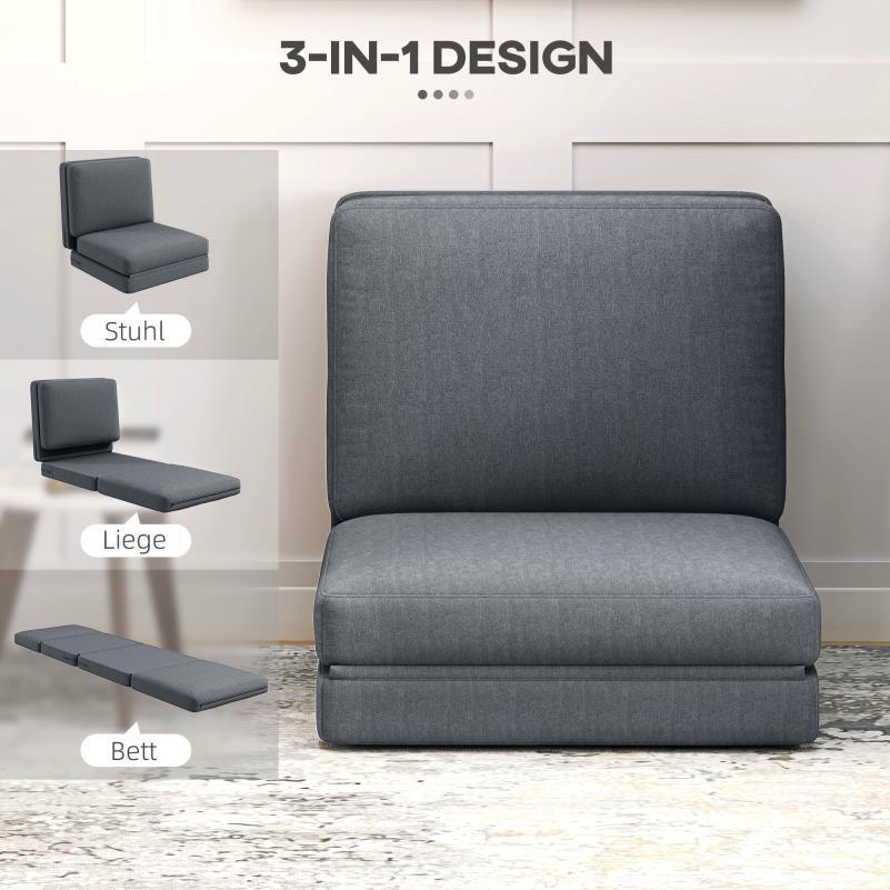 Bedbank – Slaapbank – 3-in-1 Bank – Logeerbed – Sofa – Opvouwbaar – Donkergrijs Fluweel – Stevig Frame tot 240 kg