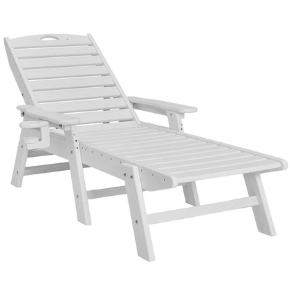 Ligstoel – Chaise Lounge – Tuinstoel – Ligbed – Loungestoel – Weerbestendig HDPE – 6 Instelbare Standen & 181 kg Draagvermogen