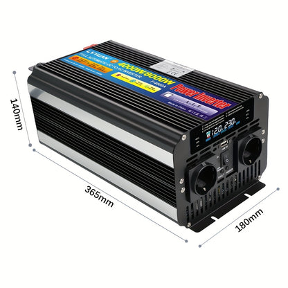 12V Naar 220V Spanningsomvormer – Stroomomzetter – Inverter – Accu Omvormer – Mobiele Converter – 4000W Continu Vermogen – Draadloze Afstandsbediening Met LCD-Display
