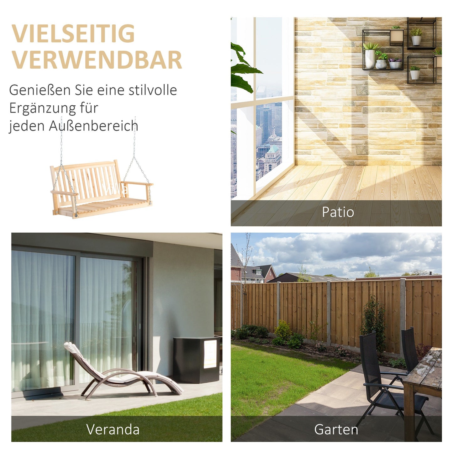 Schommelbank – Tuinschommel – Tuinbank – Schommelstoel – Hangbank – 2-Persoons – Geïmpregneerd Hout – Weerbestendig