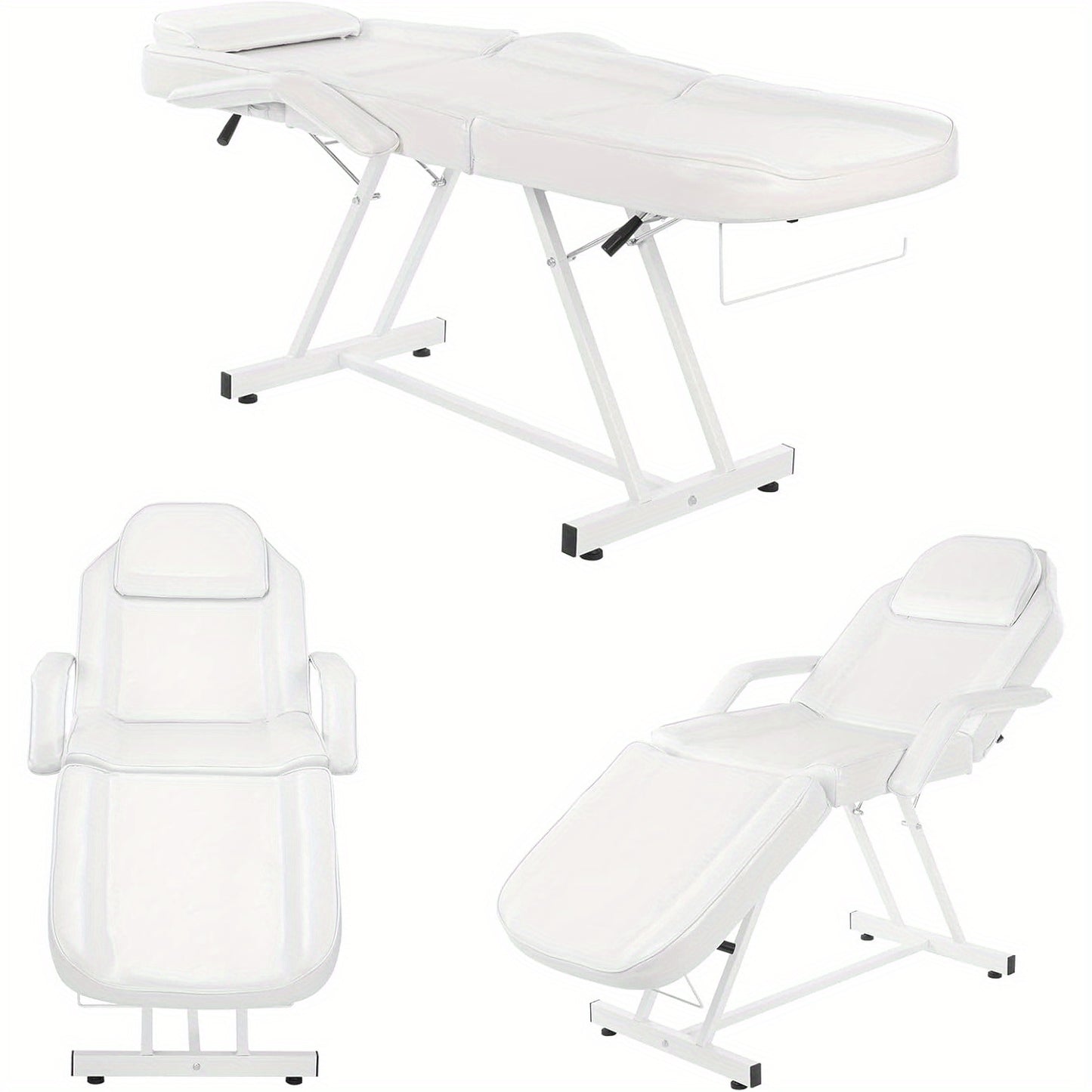 Behandelstoel – Schoonheidsstoel – Massagestoel – Gezichtsbed – Spastoel – Wit – Ergonomisch Ontwerp – Stevig Metalen Frame