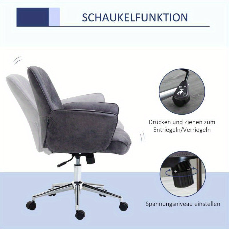 Bureaustoel – Office Chair – Ergonomische Stoel – Draaistoel – Bureaustoel – XXL Formaat – Met Schommelfunctie – Verstelbaar – Tot 120 kg – Grijs