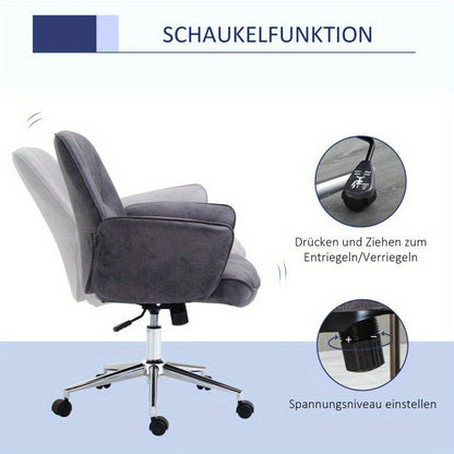 Bureaustoel – Office Chair – Ergonomische Stoel – Draaistoel – Bureaustoel – XXL Formaat – Met Schommelfunctie – Verstelbaar – Tot 120 kg – Grijs