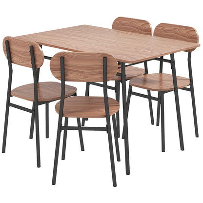 Eettafel Met Stoelen – Dining Set – Tafel En Stoelen – Industrieel Meubel – Bruin – Compact Formaat 110x70x75 CM – Robuust Metaal en Stevig Tafelblad