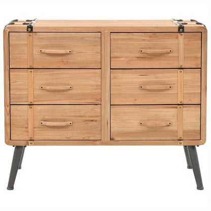 Ladekast – Opbergkast – Dressoir – Ladenkast – Kast Bruin – Massief Vurenhout – Compacte Afmetingen 91x35x73 cm