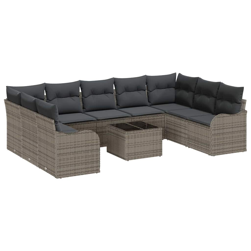 Tuinbank – Buitenbank – Loungeset – Tuinmeubel – Modulaire 9-delige Set – Handgeweven Rattan – Inclusief Tafel & Foamkussens