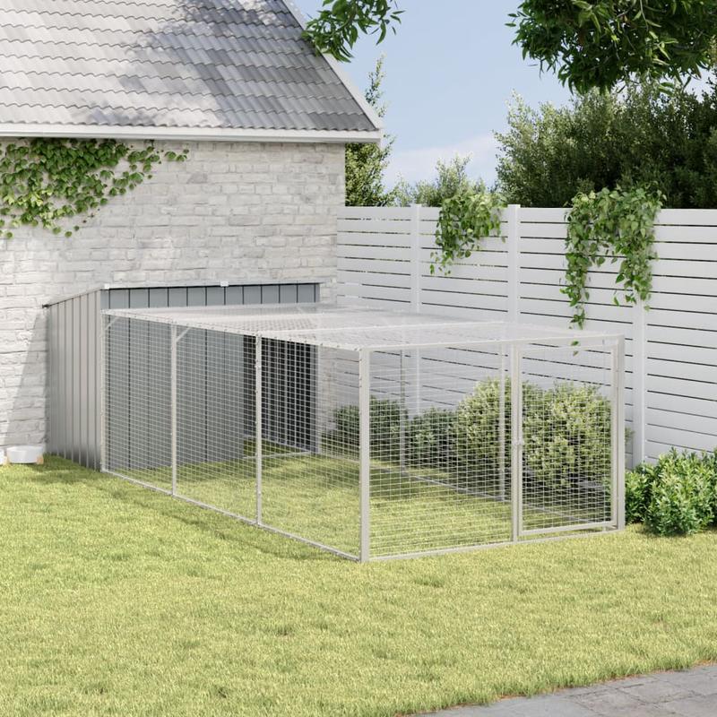 Hondenkennel – Hondenhok – Hondenren – Dierenverblijf – Hondenhuis – Gegalvaniseerd Staal – Ruim Interieur – Ventilatierooster – Dakoverstek – Weerbestendig – Eenvoudige Montage – Antraciet