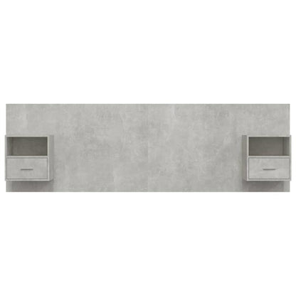 Bedkast – Wandkast – Hoofdeinde Met Kastjes – Wandmontage Kast – Opbergruimte Hoofdeinde – Modern Grijs – Hardhout En Kunstboard – Ruimtebesparend Design