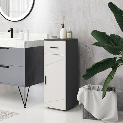 Badkamerkast – Opbergkast – Wastafelonderkast – Kolomkast – Spiegelkast – Compact 30x30x82 cm – Verstelbare Planken & Ladeklep – Wandmontage – Grijs – Ruimtebesparend & Duurzaam
