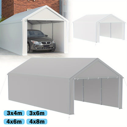 Carport – Garage Tent – Opslag Tent – Garage Canopy – Vouw Gazebo – 3x6m – PE Dak – Met Rolgordijnen en Ramen – Grijs Wit - QUORE